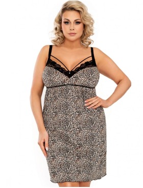 Сорочка с леопардовым принтом Donna OMARI II PLUS nightdress, Цвет: серый, Размеры: 3XL, изображение 2