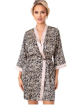 Атласный халат под пояс Donna SHEILA dressing gown beige, Цвет: пудровый, Размеры: L