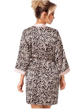 Атласный халат под пояс Donna SHEILA dressing gown beige, Цвет: пудровый, Размеры: L, изображение 2