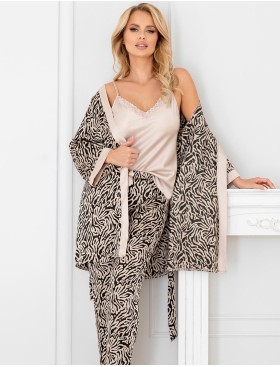 Атласный халат под пояс Donna SHEILA dressing gown beige, Цвет: пудровый, Размеры: L, изображение 3