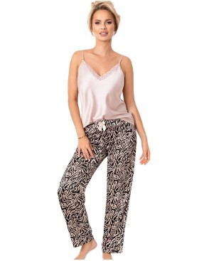 Атласная пижама с брюками Donna SHEILA long pyjamas beige, Цвет: пудровый, Размеры: L, изображение 2