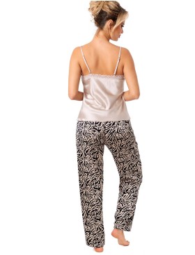 Атласная пижама с брюками Donna SHEILA long pyjamas beige, Цвет: пудровый, Размеры: L, изображение 3