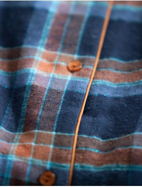 Длинная фланелевая рубашка Key LND 431, Цвет: тёмно-синий, Размеры: M, изображение 4