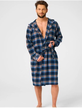 Мужской халат с капюшоном Key MGD 431, Цвет: тёмно-синий, Размеры: M/L, изображение 3