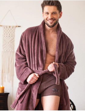 Теплый мужской халат Key MGL 255 латте, Цвет: латте, Размеры: M/L, изображение 4