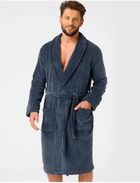 Теплый мужской халат Key MGL 255 темно-синий, Цвет: темно-синий, Размеры: M/L