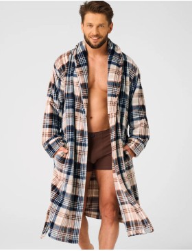 Теплый мужской халат Key MGL 443, Цвет: графит/белый, Размеры: M/L