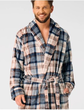 Теплый мужской халат Key MGL 443, Цвет: графит/белый, Размеры: M/L, изображение 3