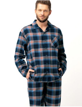 Фланелевая мужская пижама Key MNS 431, Цвет: тёмно-синий, Размеры: 3XL