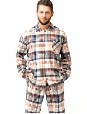 Фланелевая мужская пижама Key MNS 443, Цвет: графит/белый, Размеры: 3XL