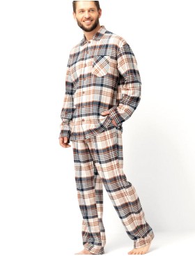 Фланелевая мужская пижама Key MNS 443, Цвет: графит/белый, Размеры: 3XL, изображение 2