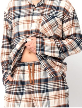 Фланелевая мужская пижама Key MNS 443, Цвет: графит/белый, Размеры: 3XL, изображение 4