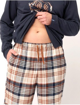 Пижама мужская с фланелевыми штанами Key MNS 444, Цвет: тёмно-синий/бежевый, Размеры: 2XL, изображение 4