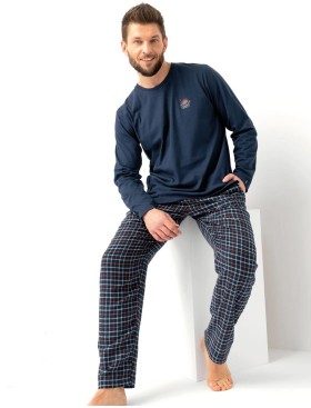 Пижама мужская с фланелевыми штанами Key MNS 481, Цвет: тёмно-синий, Размеры: M, изображение 2