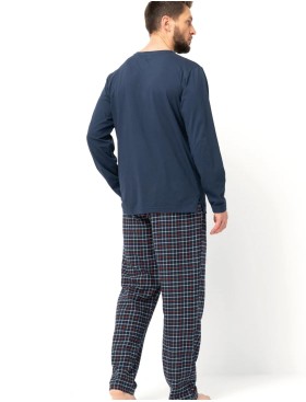 Пижама мужская с фланелевыми штанами Key MNS 481, Цвет: тёмно-синий, Размеры: M, изображение 3