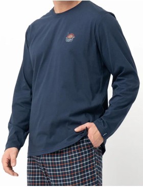 Пижама мужская с фланелевыми штанами Key MNS 481, Цвет: тёмно-синий, Размеры: M, изображение 4