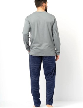Хлопковая мужская пижама Key MNS 612, Цвет: серый/тёмно-синий, Размеры: M, изображение 3