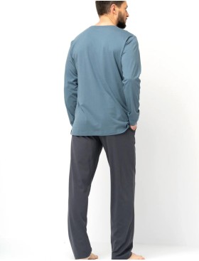 Хлопковая мужская пижама Key MNS 627, Цвет: серо-синий/графит, Размеры: M, изображение 3