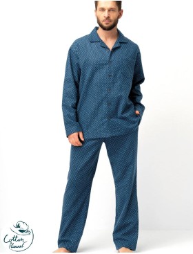 Фланелевая мужская пижама Key MNS 815, Цвет: синий, Размеры: M, изображение 2