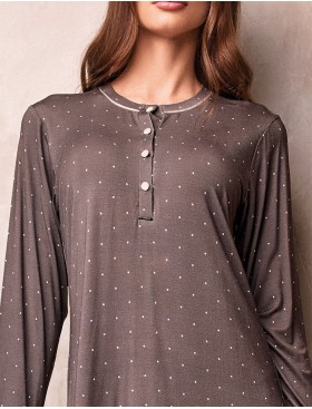 Ночная сорочка с рукавами Lormar PAPILLON 633870LU tortora, Цвет: tortora (коричневый), Размеры: XL, изображение 2