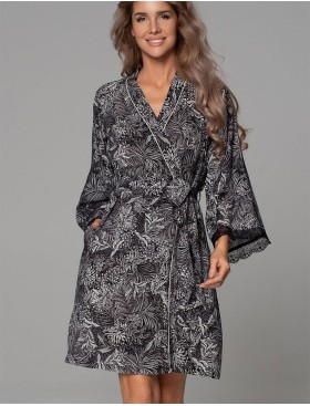 Короткий запашной халат Mia-Amore JOLINE 5583, Цвет: черный, Размеры: L/XL