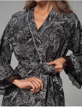 Короткий запашной халат Mia-Amore JOLINE 5583, Цвет: черный, Размеры: L/XL, изображение 4