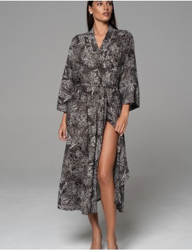 Длинный запашной халат Mia-Amore JOLINE 5589, Цвет: черный, Размеры: 4XL/5XL, изображение 3