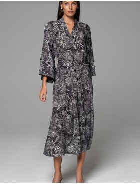 Длинный запашной халат Mia-Amore JOLINE 5589, Цвет: черный, Размеры: 4XL/5XL, изображение 4