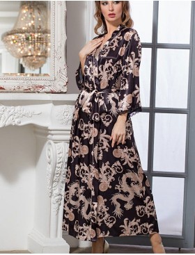 Халат-кимоно атласный длинный Mia-Amore VERSACHI GOLD 9938, Цвет: версаче, Размеры: L/XL
