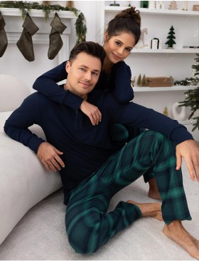 Пижама с брюками из хлопка Sensis CASSANDRA, Цвет: темно-синий, Размеры: M, изображение 3