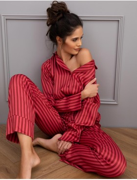 Полосатая пижама из вискозы Sensis ROSEMARY, Цвет: красный, Размеры: S