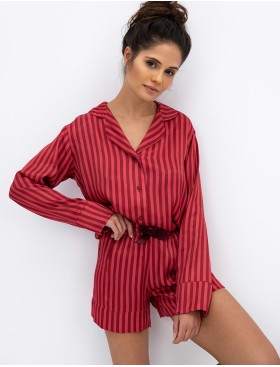 Полосатая пижама с шортами Sensis VIVIENNE, Цвет: красный, Размеры: S