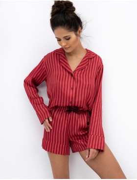 Полосатая пижама с шортами Sensis VIVIENNE, Цвет: красный, Размеры: S, изображение 2