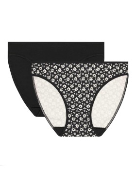 Набор трусиков 2 шт Dim COTON STRETCH 05DW цветы/чёрный, Цвет: цветы/чёрный, Размеры: XXS/XS, изображение 3