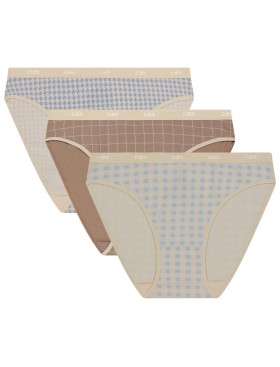 Набор хлопковых трусиков Dim LES POCKETS COTON 4C17 нежная клетка - 3 штуки, Цвет: нежная клетка, Размеры: XXS/XS, изображение 4