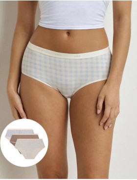 Набор хлопковых трусов брифов Dim LES POCKETS COTON 4C20 нежная клетка - 3 штуки, Цвет: нежная клетка, Размеры: XXS/XS