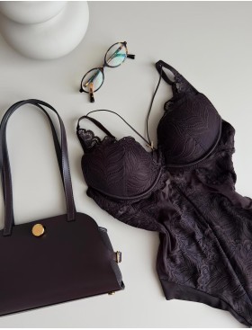 Кружевное боди с пуш-ап Esotiq 43588 KORIN шоколадный, Цвет: шоколадный, Размеры: M, изображение 4