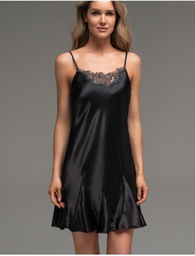 Шелковая сорочка с клиньями Mia-Amore LILIROSE 4591 черный, Цвет: черный, Размеры: 2XL