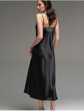 Длинная шёлковая сорочка Mia-Amore LILIROSE 4594 черный, Цвет: черный, Размеры: 2XL