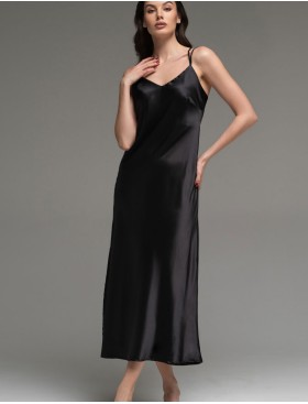 Длинная шёлковая сорочка Mia-Amore LILIROSE 4594 черный, Цвет: черный, Размеры: 2XL, изображение 2