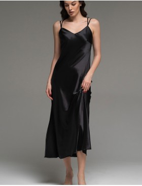 Длинная шёлковая сорочка Mia-Amore LILIROSE 4594 черный, Цвет: черный, Размеры: 2XL, изображение 4