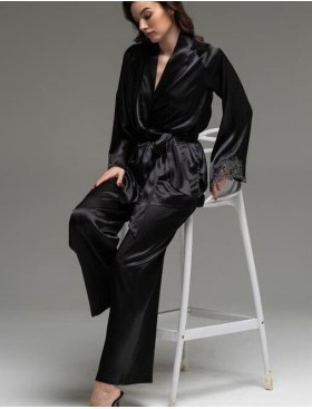 Комплект из однотонного шёлка Mia-Amore LILIROSE 4596 черный, Цвет: черный, Размеры: 3XL