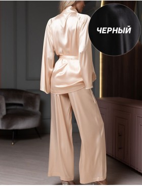 Комплект из однотонного шёлка Mia-Amore LILIROSE 4596 черный, Цвет: черный, Размеры: 2XL, изображение 2