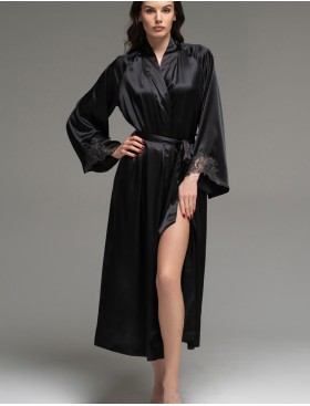 Длинный шёлковый халат Mia-Amore LILIROSE 4599 черный, Цвет: черный, Размеры: 2XL/3XL