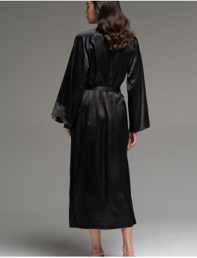 Длинный шёлковый халат Mia-Amore LILIROSE 4599 черный, Цвет: черный, Размеры: 2XL/3XL, изображение 2