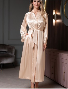 Длинный шёлковый халат Mia-Amore LILIROSE 4599 светло-бежевый, Цвет: светло-бежевый, Размеры: 2XL/3XL, изображение 4