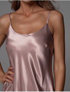 Шёлковая однотонная сорочка Mia-Amore TRINITY 4761, Цвет: пудра, Размеры: 2XL, изображение 3