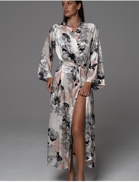 Длинный шёлковый халат Mia-Amore TRINITY 4769, Цвет: мультицвет, Размеры: 2XL/3XL