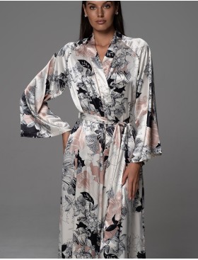 Длинный шёлковый халат Mia-Amore TRINITY 4769, Цвет: мультицвет, Размеры: 2XL/3XL, изображение 3