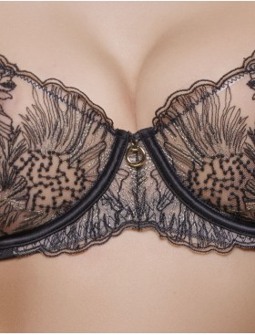 Бюстгальтер из полупрозрачной вышивки Mioocchi BEATRICE 8339 nero, Цвет: nero (черный), Размеры: 70B, изображение 4